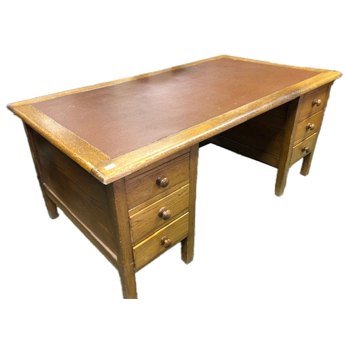 220 - A Good Oak Double Pedestal Office Desk (needs slight treatment)