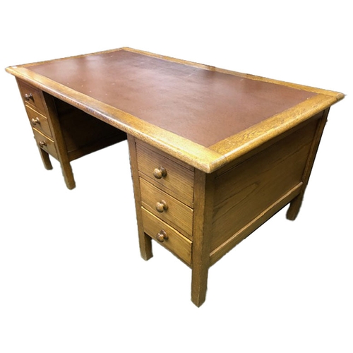 220 - A Good Oak Double Pedestal Office Desk (needs slight treatment)