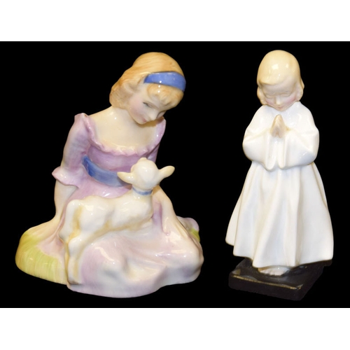 261 - Two Royal Doulton Figurines 'Bedtime' and 'Mary Had a Little Lamb'