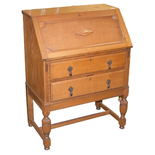 287 - A Nice Inlaid Oak Fall Front Writing Bureau