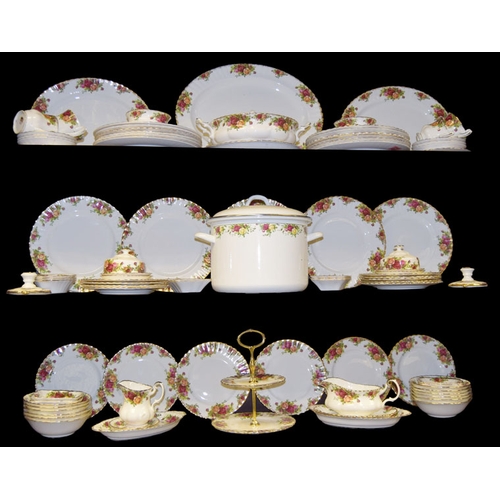 290 - A Large Collection of Royal Albert Old Counry Rose Ware, Three shelves