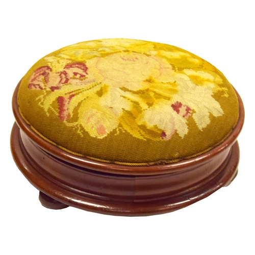 329 - A Large Circular Tapestry Lift Top Footstool