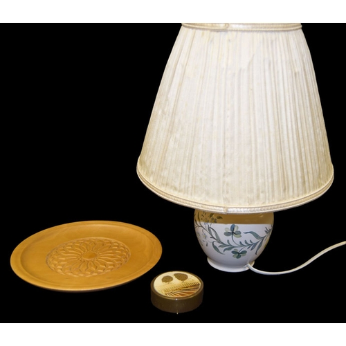 374 - A Small Table Lamp, Brass Paperweight etc