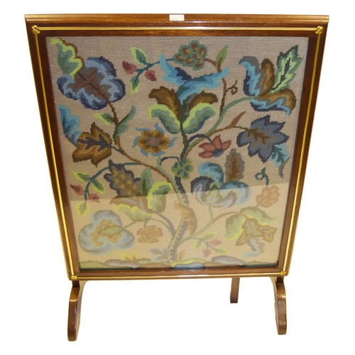 377 - A Mahogany Firescreen Tapestry Panel