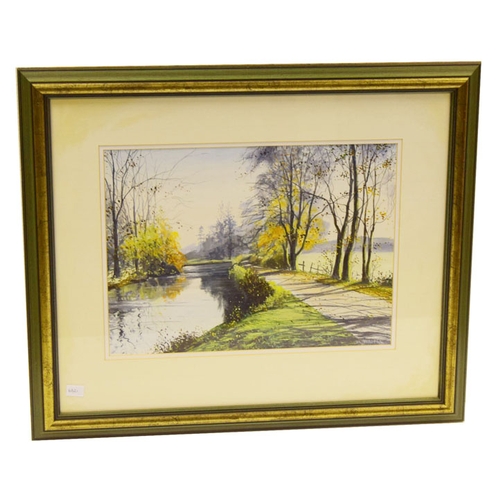 414 - A Watercolour 'Along the Tow Path' - D Whitla