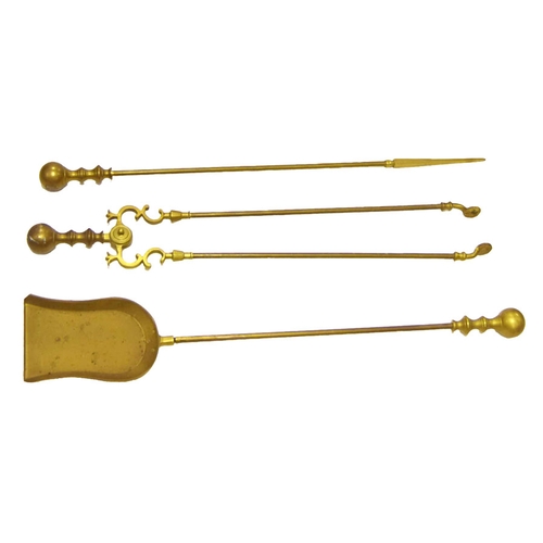 499 - A Set of Three Brass Fire Irons