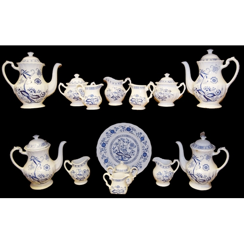 586 - A Large Collection of Blue and White Ware, Three Shelves