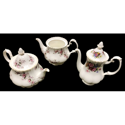 586a - Two Royal Albert Teapots and Another Teapot with Missing Lot