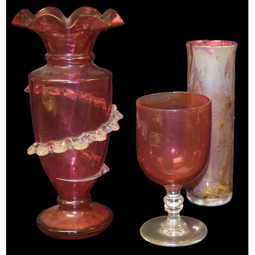 588 - Three Pieces of Ruby Glass Ware