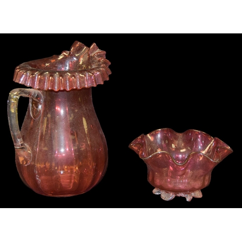 589 - A Large Ruby Jug and a Ruby Bowl