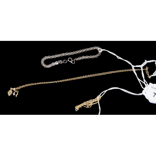 743 - A 9ct Gold Fine Chain, Another Chain and a Bracelet