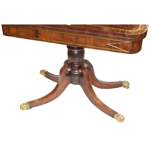 120 - A Brass Inlaid Turn Over Leaf Rosewood Tea Table