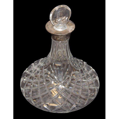 135 - A Crystal and Silver Mounted Ships Decanter