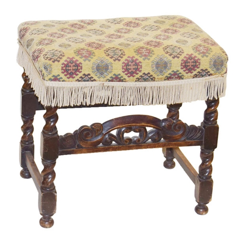 169 - A Nice Early Upholstered Hardwood Framed Stool