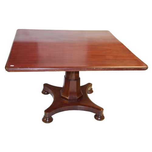 185 - A Square Top Mahogany Breakfast Table on Centre Pedestal