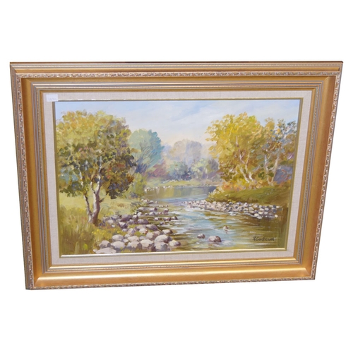 195 - An Oil Painting 'The Trout Stream'- R Cochrane