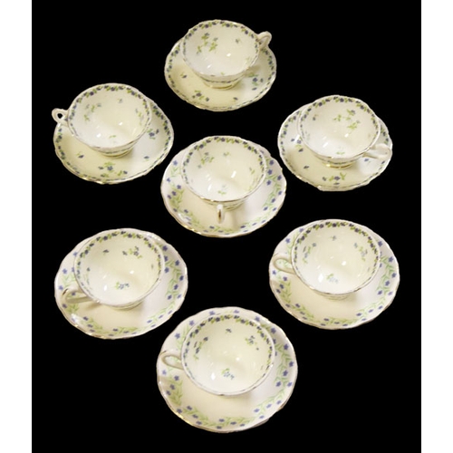 261 - A Set of Seven Early  'Ye Old English' Grovener China Cups and Saucers