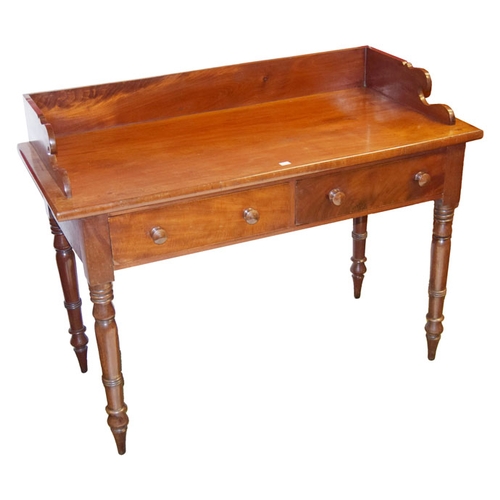 321 - A Victorian Mahogany Gallery Back Side Table, Two Drawers