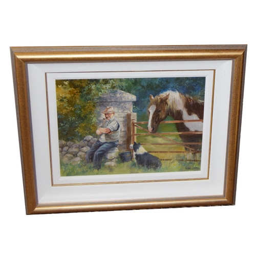 327 - A Gilt Framed Oil Painting 'Taking it Easy' - Noel Shaw