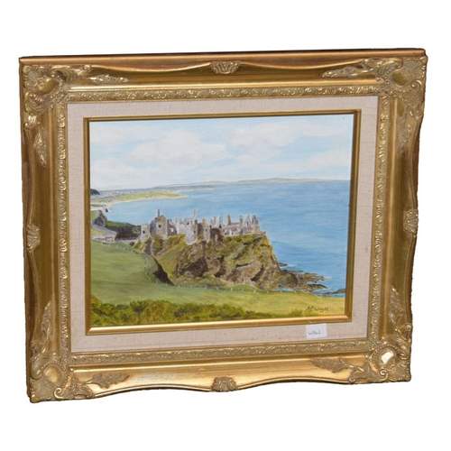 328 - An Oil Painting 'Dunluce Castle' - A Wright