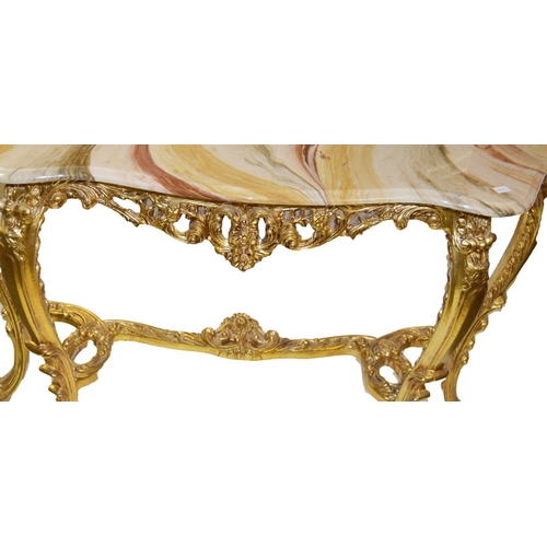 370 - A Very Nice Gilt Wood Table With Onyx Top