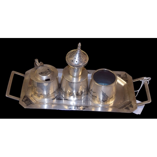 426 - A Persian Silver Four Piece Condiment Set