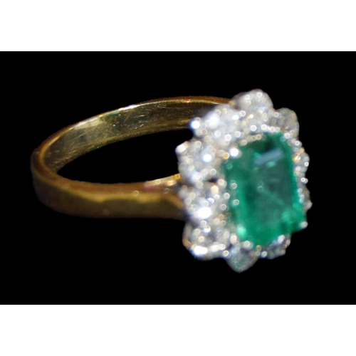 490 - A Nice 18ct Gold Emerald and Diamond Ring