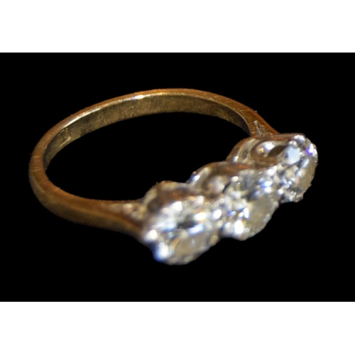 500 - A Very Nice 18ct Gold Three Diamond (1.75ct) Ring