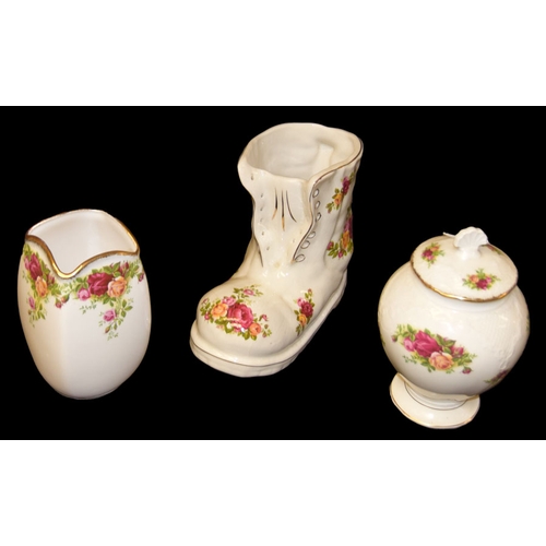 64 - Two Pieces of Royal Albert 'Old Country Rose' Ware and a Similar Boot