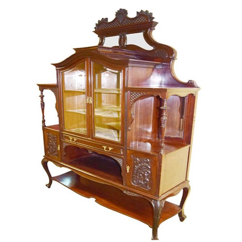 280 - A Very Nice Mahogany Carved Two Door Display Cabinet