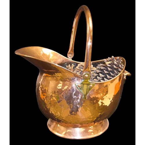 176 - A Very Good Copper and Brass Helmet Shaped Coal Scuttle