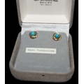 A Pair Of 9ct Gold Turquoise Earrings