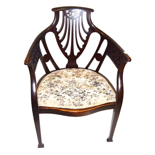 119 - A Mahogany Framed Upholstered Armchair