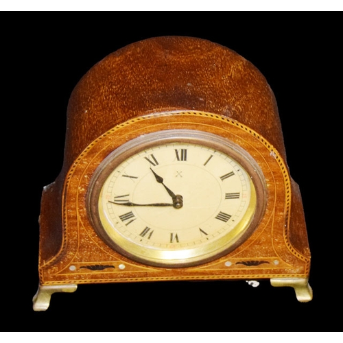 14 - A Small Inlaid Mahogany Mantle Clock