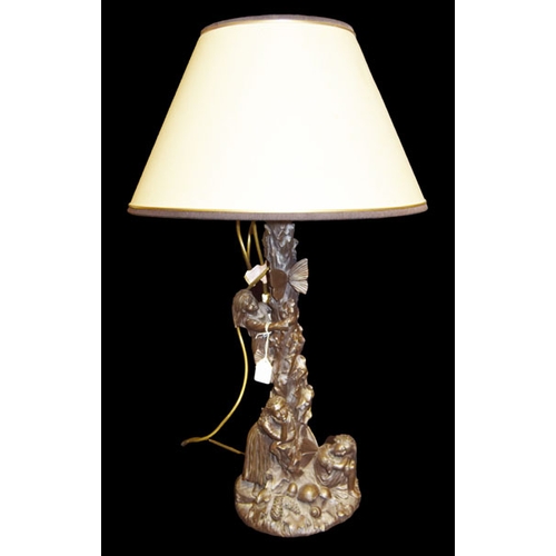 167 - A Bronzed Figurine Based Table Lamp and Shade