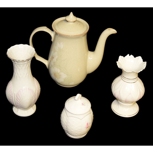 177 - A Denby Teapot and Three Pieces of Belleek