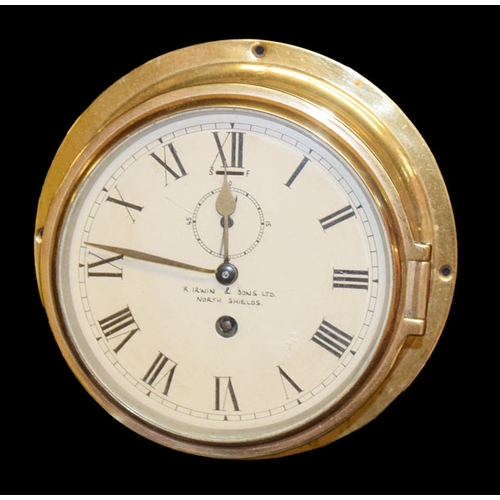 182 - A Brass Ships Clock - R Irwin & Sons