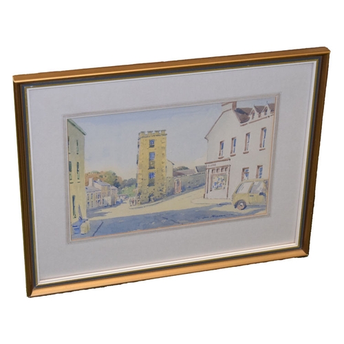 187 - A Watercolour 'Curfew Tower, Cushendall' - Sam McLarnon