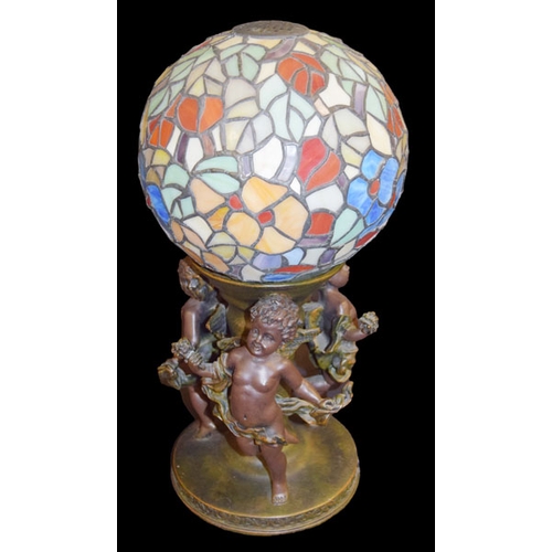 210 - A Bronzed Based Tiffany Lamp