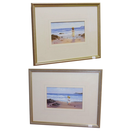 214 - A Pair of Oil Paintings 'Children on The Beach' - Mary Shaw