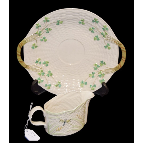 218 - A Belleek 2nd Period Plate and A Belleek Jug