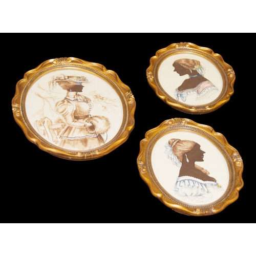 222 - Three Nice Gilt Framed Silhouettes - Christine Silver