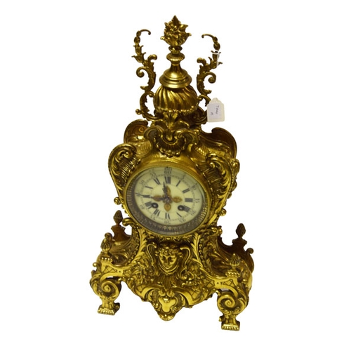 23 - A Gilted Metal Mantle Clock