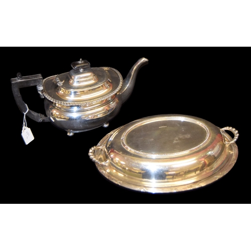 244 - A Silver Plated Teapot and Similar Entr�e Dish