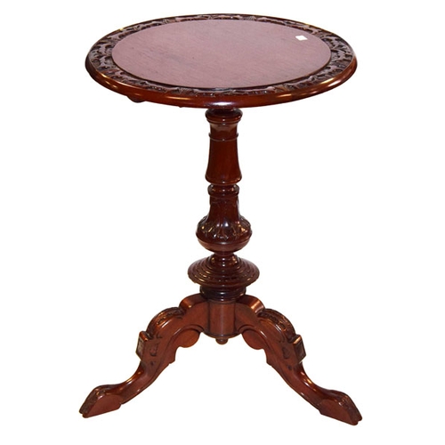 267 - A Mahogany Occasional Table, Centre Pedestal, Carved Top