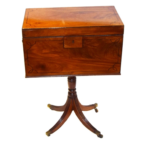 275 - A Nice Inlaid Mahogany Fitted Cellerette on Centre Pedestal