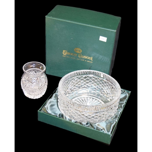 29 - A Tyrone Crystal Bowl In Its Presentation Case and A Crystal Jar