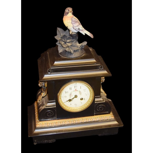 317 - An Unusual Slate Mantle Clock