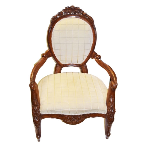 333 - A Mahogany Framed Upholstered Open Armchair