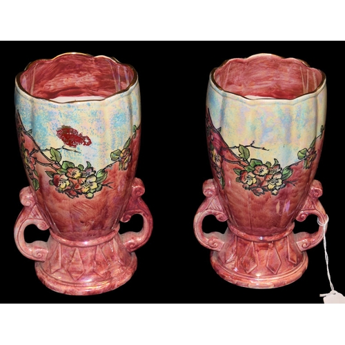 348 - A Nice Pair of 'Arthur Wood' Decorated Vases